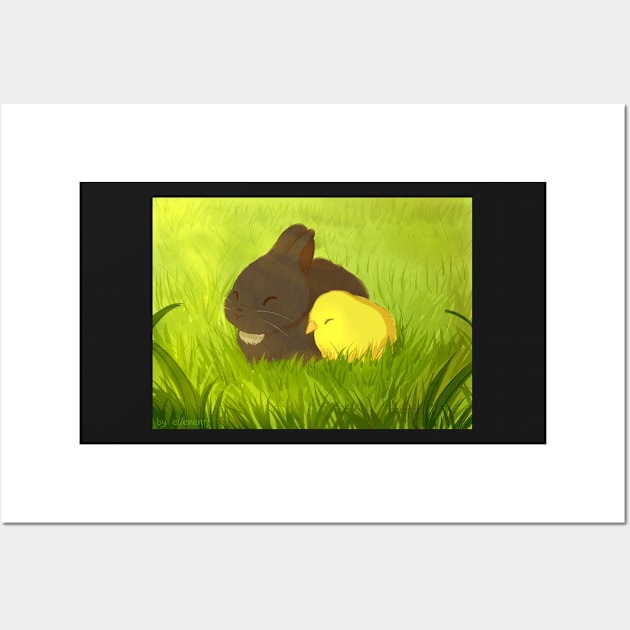 Bunny and Chick Wall Art by ellenent